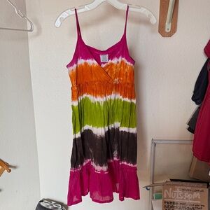 Colorful Tie-Dye Kids Casual Dress